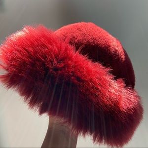 Burgundy Faux Fur Hat